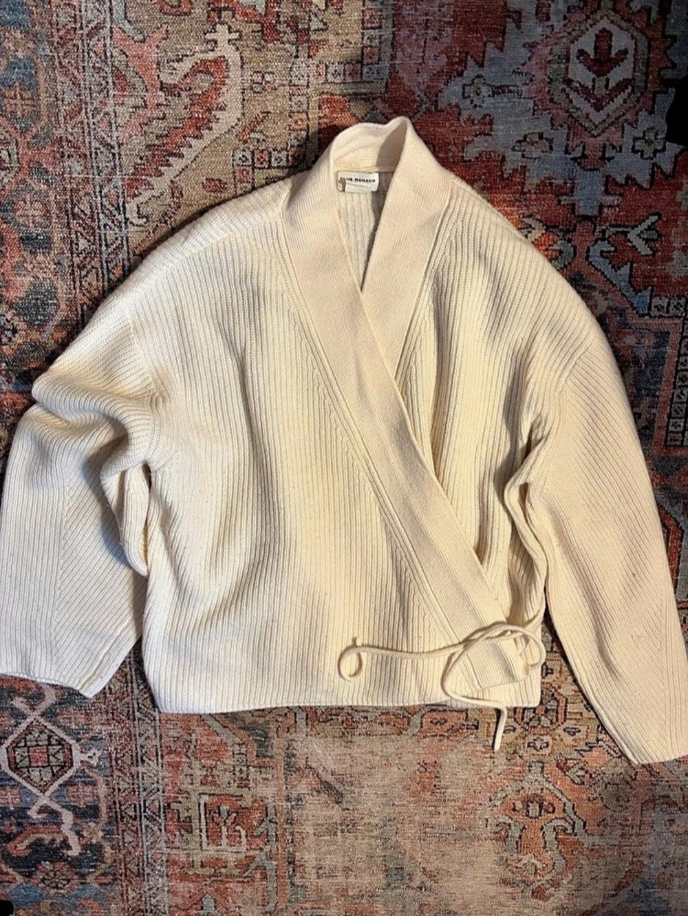 Club Monaco 100% Cashmere Tie Wrap Cardigan